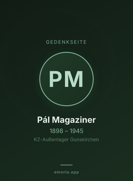 Gedenkportrait von Pál Magaziner