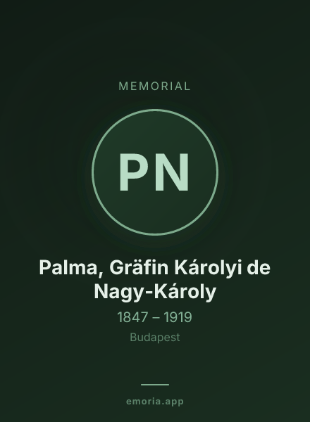 Memorial portrait of Palma, Gräfin Károlyi de Nagy-Károly