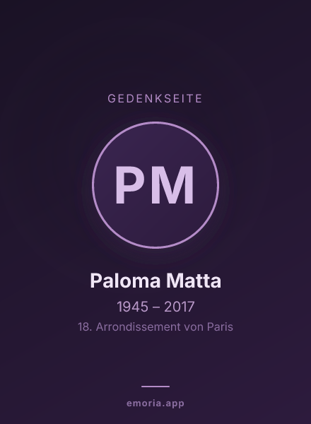 Gedenkportrait von Paloma Matta