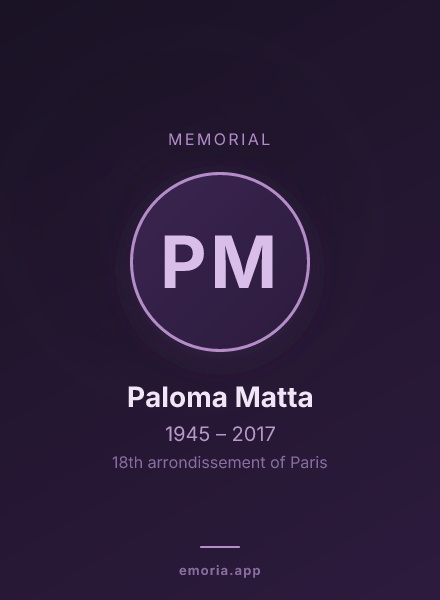 Memorial portrait of Paloma Matta