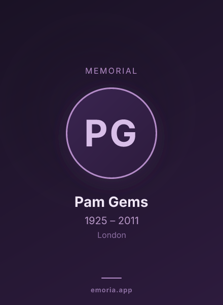 Memorial portrait of Pam Gems