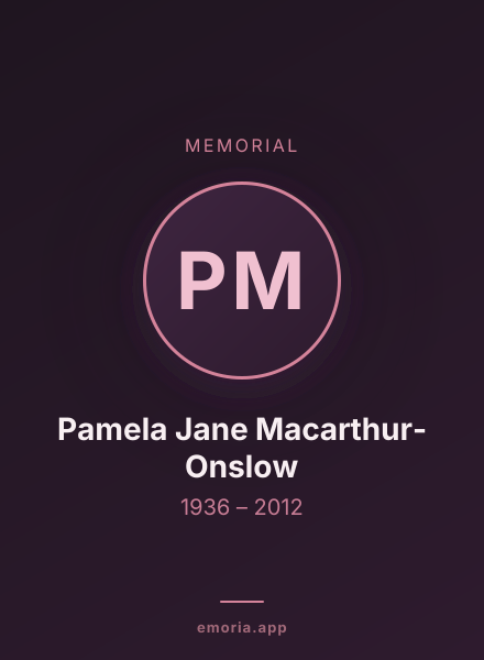 Memorial portrait of Pamela Jane Macarthur-Onslow
