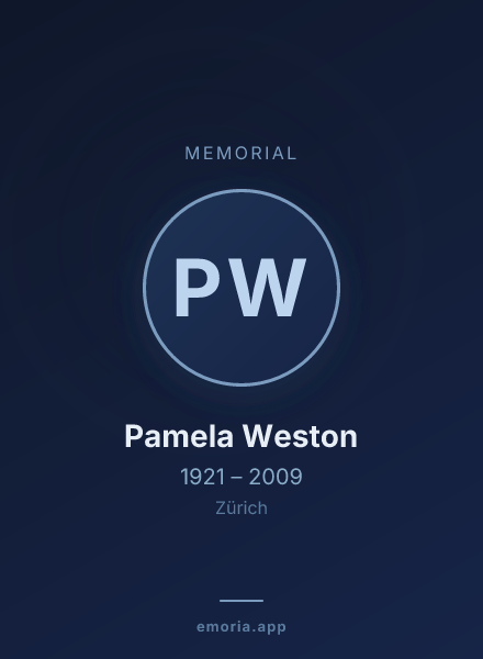Memorial portrait of Pamela Weston