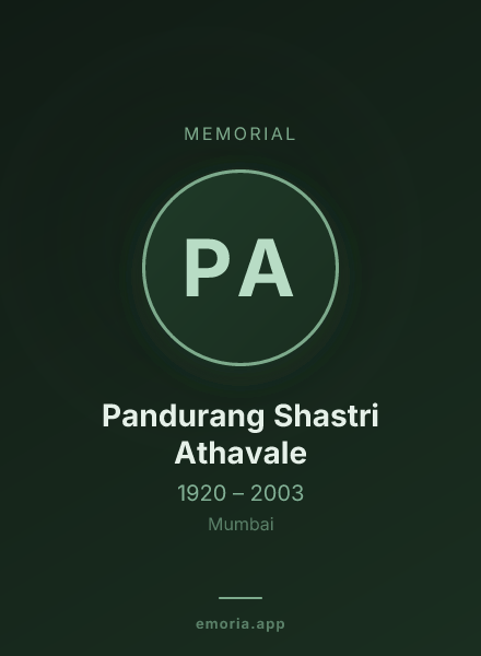 Memorial portrait of Pandurang Shastri Athavale