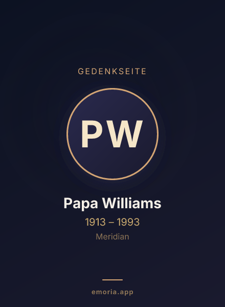 Gedenkportrait von Papa Williams