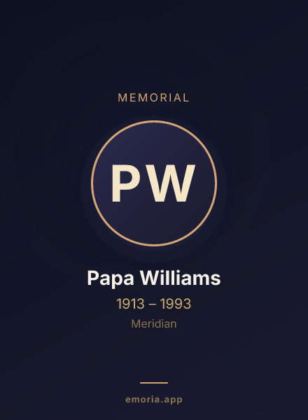Memorial portrait of Papa Williams