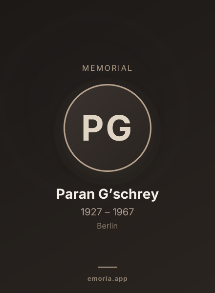 Memorial portrait of Paran G’schrey