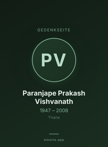 Gedenkportrait von Paranjape Prakash Vishvanath