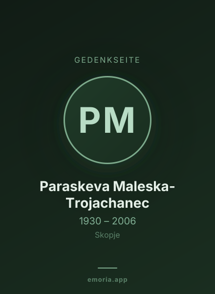 Gedenkportrait von Paraskeva Maleska-Trojachanec