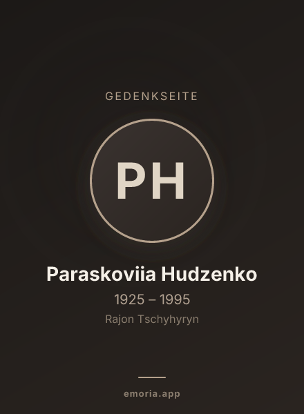 Gedenkportrait von Paraskoviia Hudzenko
