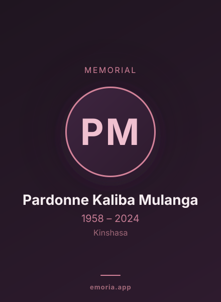 Memorial portrait of Pardonne Kaliba Mulanga