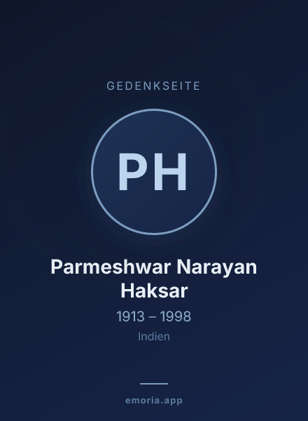 Gedenkportrait von Parmeshwar Narayan Haksar