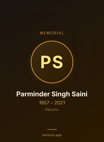 Memorial portrait of Parminder Singh Saini