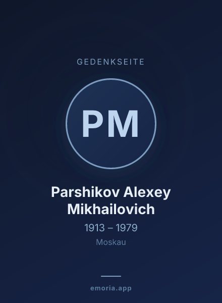 Gedenkportrait von Parshikov Alexey Mikhailovich