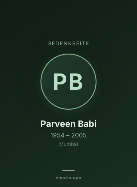 Gedenkportrait von Parveen Babi