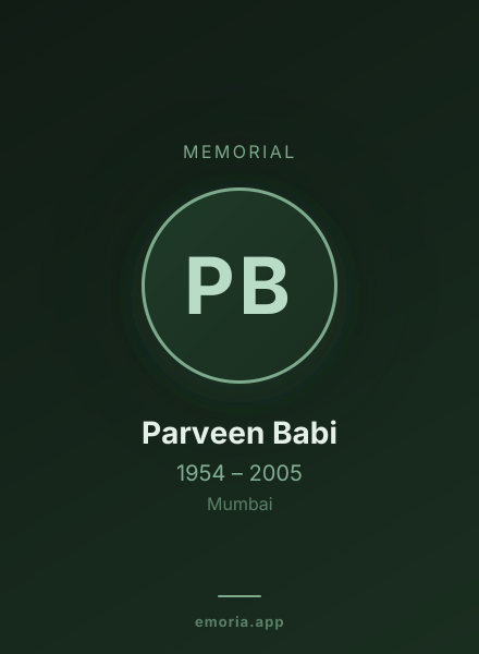 Memorial portrait of Parveen Babi