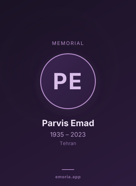 Memorial portrait of Parvis Emad