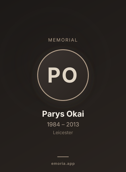 Memorial portrait of Parys Okai