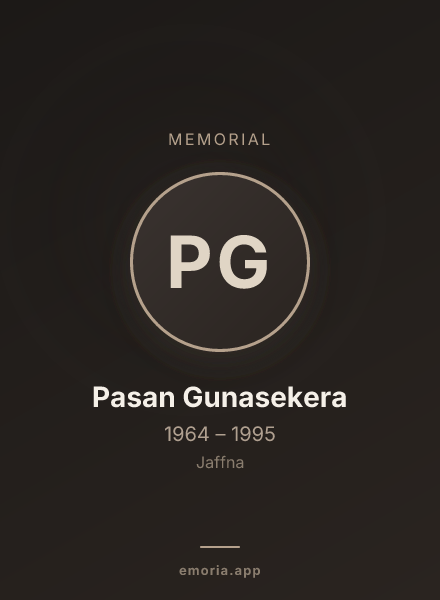 Memorial portrait of Pasan Gunasekera