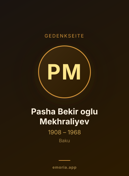 Gedenkportrait von Pasha Bekir oglu Mekhraliyev