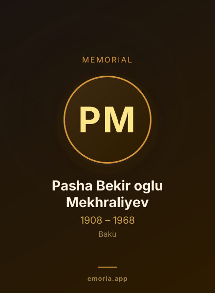 Memorial portrait of Pasha Bekir oglu Mekhraliyev