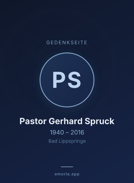 Gedenkportrait von Pastor Gerhard Spruck