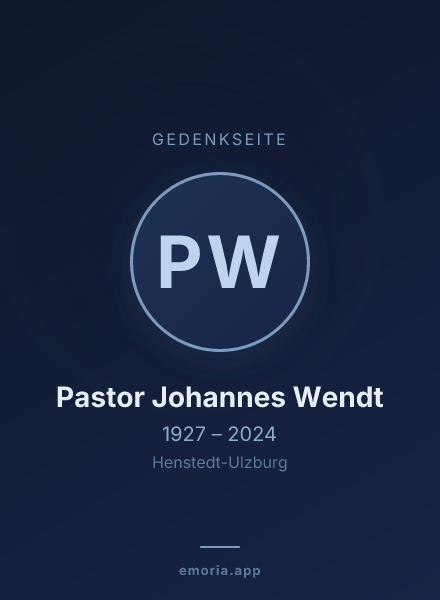 Gedenkportrait von Pastor Johannes Wendt