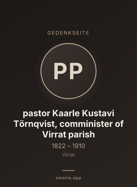 Gedenkportrait von pastor Kaarle Kustavi Törnqvist, comminister of Virrat parish
