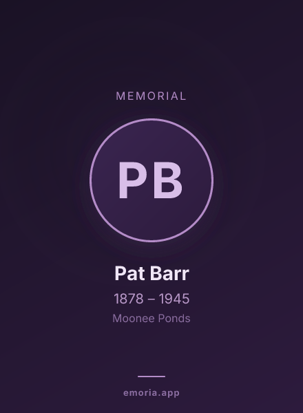 Memorial portrait of Pat Barr