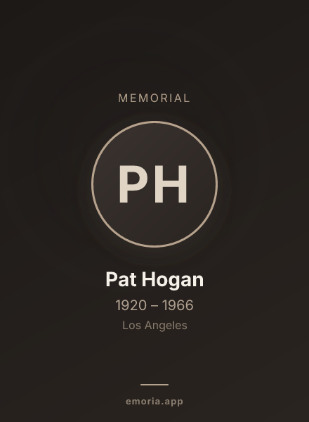 Memorial portrait of Pat Hogan