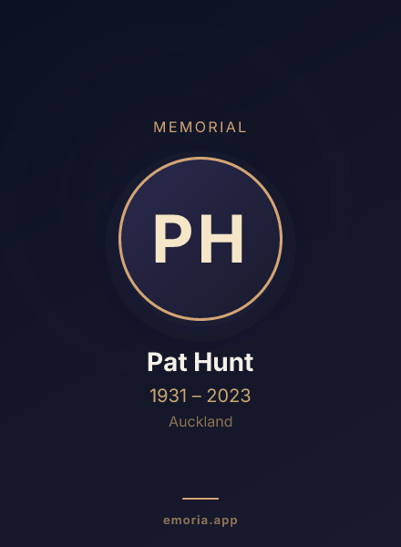 Memorial portrait of Pat Hunt