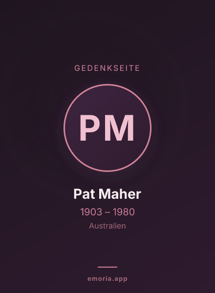 Gedenkportrait von Pat Maher