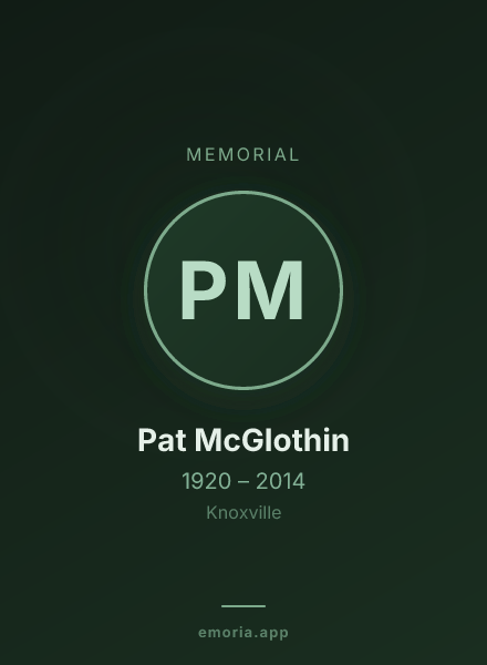 Memorial portrait of Pat McGlothin
