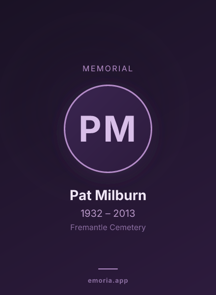 Memorial portrait of Pat Milburn