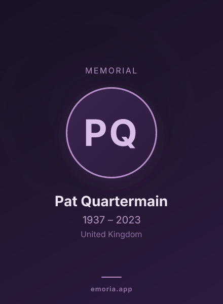 Memorial portrait of Pat Quartermain