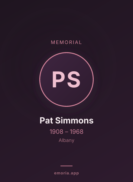 Memorial portrait of Pat Simmons