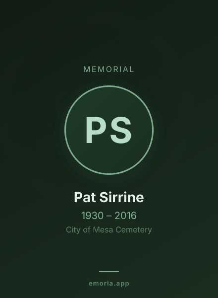 Memorial portrait of Pat Sirrine