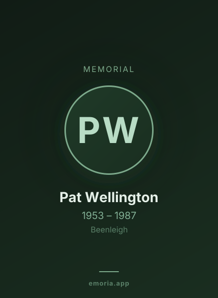 Memorial portrait of Pat Wellington