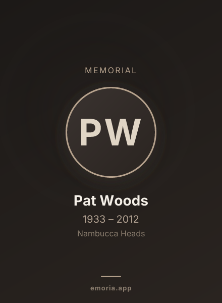 Memorial portrait of Pat Woods