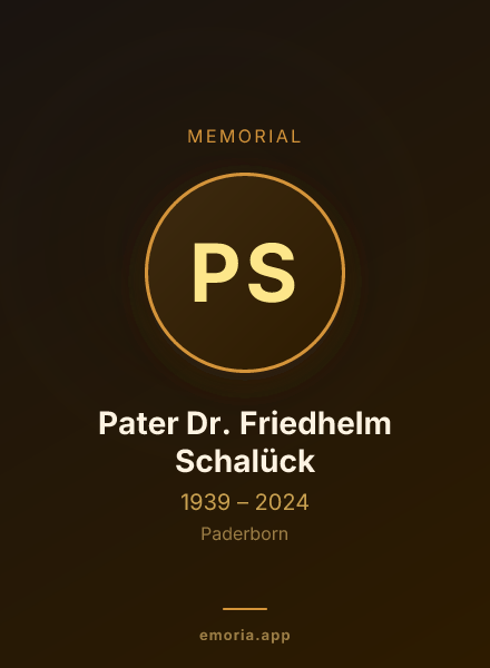 Memorial portrait of Pater Dr. Friedhelm Schalück