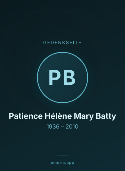 Gedenkportrait von Patience Hélène Mary Batty