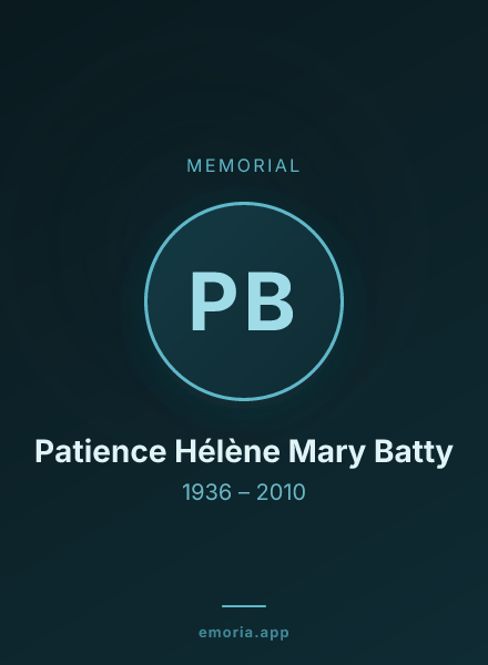Memorial portrait of Patience Hélène Mary Batty