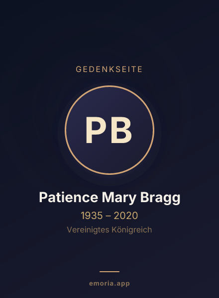 Gedenkportrait von Patience Mary Bragg