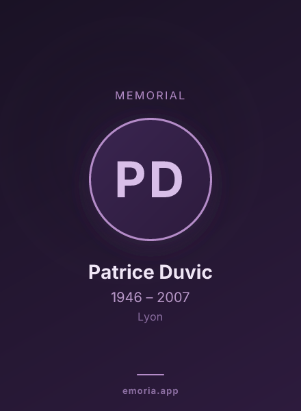 Memorial portrait of Patrice Duvic