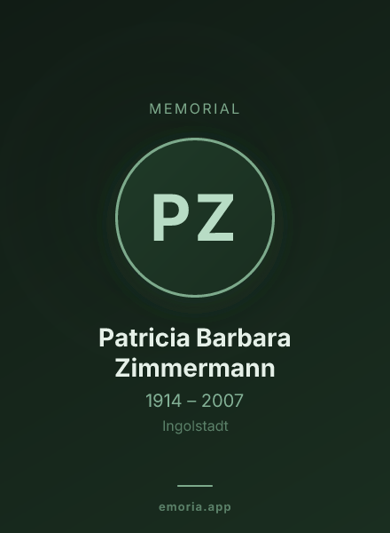 Memorial portrait of Patricia Barbara Zimmermann