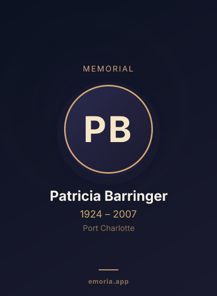 Memorial portrait of Patricia Barringer