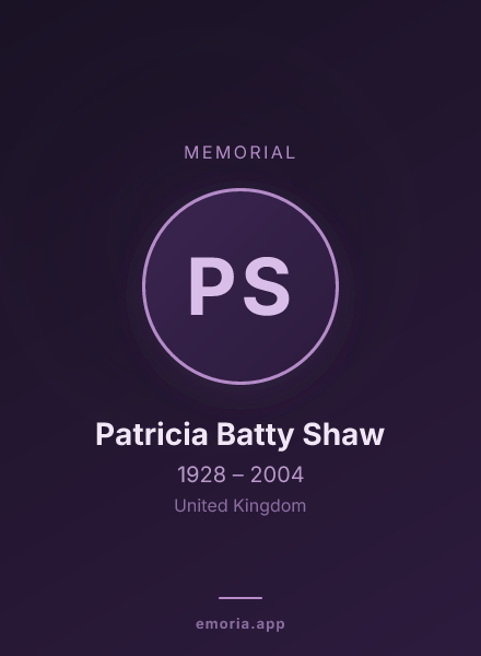 Memorial portrait of Patricia Batty Shaw