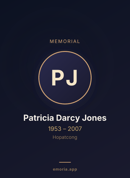 Memorial portrait of Patricia Darcy Jones