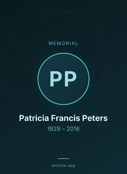 Memorial portrait of Patricia Francis Peters