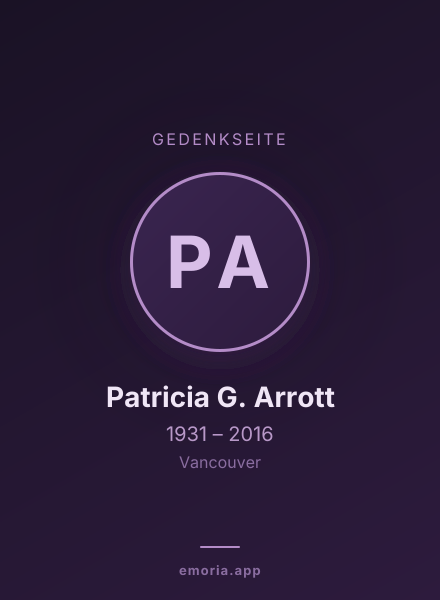Gedenkportrait von Patricia G. Arrott